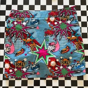 Royal & Awesome Colorful Graphic Print Golf Skirt.